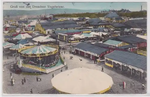 94915 Ak Gruß von der Dresdner Vogelwiese Volksfest Luftaufnahme 1913