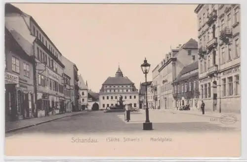 94958 Ak Schandau Sächsische Schweiz Partie am Marktplatz mit Geschäften um 1900