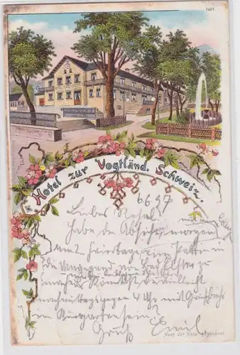 95154 Ak Lithographie Jocketa Hotel zur vogtländischen Schweiz 1897