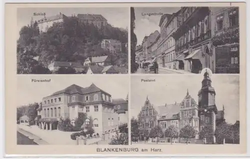 95195 Mehrbild Ak Blankenburg am Harz - Schloss, Fürstenhof, Postamt, Langestr.