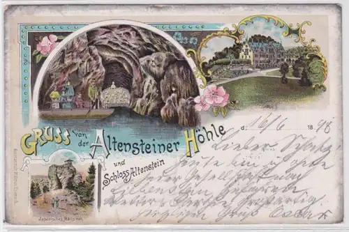 95291 Ak Salutation de la grotte Altensteiner de château Altensstein 1898