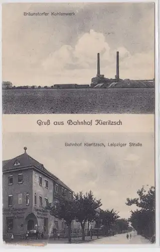 95354 Mehrbild Ak Gruß aus Bahnhof Kieritzsch mit Bräunstorfer Kohlenwerk 1921