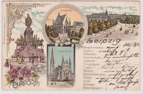 95404 Mehrbild Ak Gruss aus Leipzig - Siegesdenkmal, Thomaskirche, usw. 1899