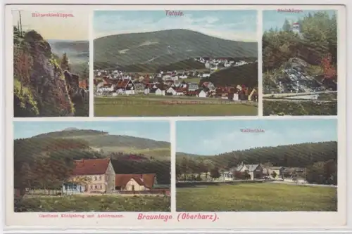 95432 Mehrbild Ak Braunlage Hahnenkleeklippe, Totale, Steinklippe, Gasthaus usw.