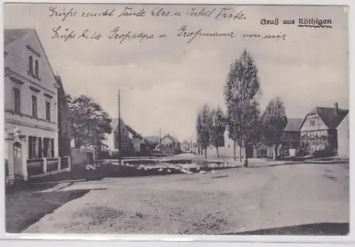 95473 Ak Gruß aus Röthigen Gänse auf dem Dorfplatz 1928