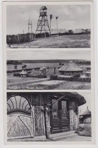 95547 Mehrbild Ak Neu-Afrika Templin, Raubtierfalle, Pontok-Bauten, Palaverhaus