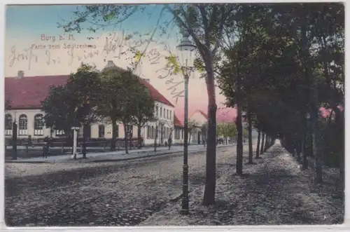 95556 Ak Burg bei Magdeburg, Partie beim Schützenhaus 1916