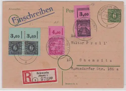 95569 rare carte SBZ R Mecklembourg Poméranie occidentale Schwerin 5.12.1945