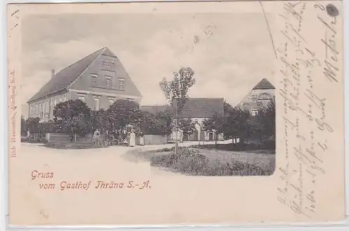 95594 Ak Gruß vom Gasthof Thräna Sachsen-Altenburg 1899