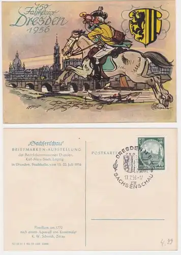 95611 Künstler Ak 750 Jahre Dresden 1956, Sachsenschau Briefmarkenausstellung
