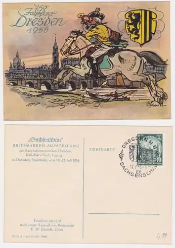 95613 Künstler Ak 750 Jahre Dresden 1956, Sachsenschau Briefmarkenausstellung