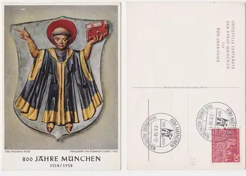 95615 Ak 800 ans Munich, Munich Kindel, plastique en bois Erasmus Grasser 1958