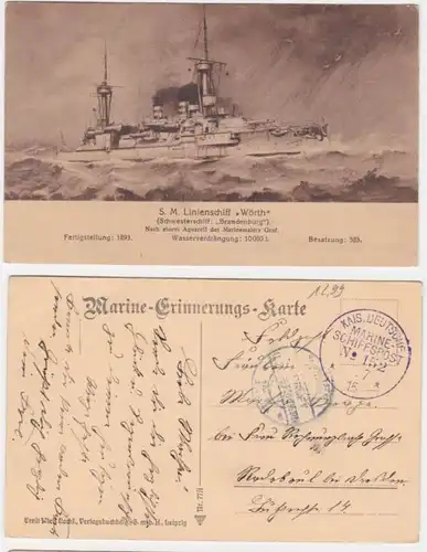 95660 AK S.M. Bateau de ligne 'Worth' en haute mer, marine allemande 1915