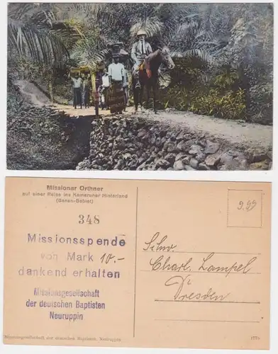 95663 Publicité AK Missionnaire Orthner sur un voyage à l'arrière-pays Camerounais