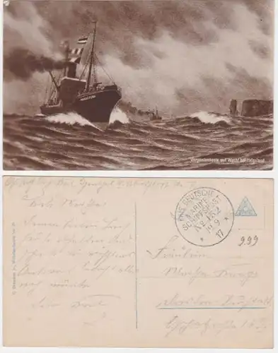 95667 Ak Vorpostenboot 'Nordstern' auf Wacht bei Helgoland, Nordsee 1917