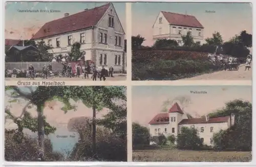 95717 Mehrbild Ak Gruß aus Haselbach Walkmühle, Gasthof, Schule 1910