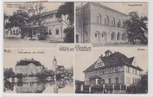 95728 Mehrbild Ak Gruß aus Deutzen Gasthof, Saalgebäude, Schule 1923