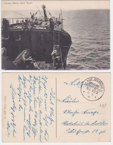 95782 Ak Unsere Marine beim Essen, Schifffahrt, kais. deutsche Marine 1916