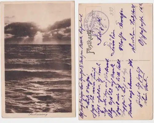 95791 Ak Sesstimmung, Blick aufs Meer, Wellen, kais. deutsche Marine um 1920