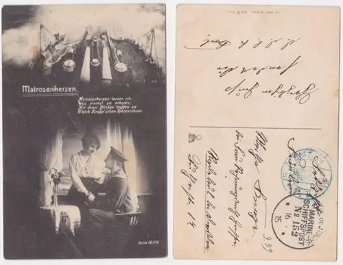 95798 courrier de terrain Multi-image Ak coeurs marins, marine, navigation 1915