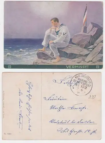 95799 Artiste AK disparu!, matelot seul sur les rochers, marine allemande 1916