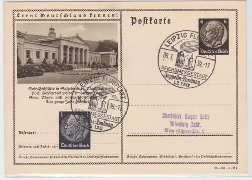 96705 Ganzsachen Ak Sole Heilstätte in Salzelmen Stempel Leipzig Flugplatz 1939
