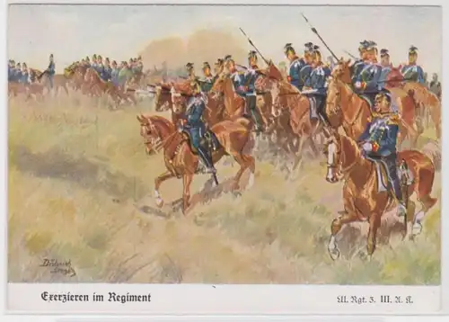 96813 Ak Ulanen Regiment 3 III.Armee Korps 'Exerzieren im Regiment' um 1930