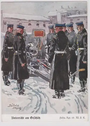 96831 Ak Feldartillerie Regiment 19 XI.A.K. 'Unterricht am Geschütz' um 1930