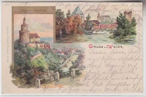 61488 Ak Lithographie Gruß aus Weida Schloss Osterburg 1903