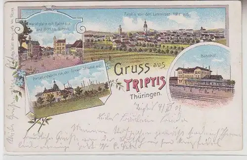 69732 Ak Lithographie Gruss aus Triptis Thüringen 1902