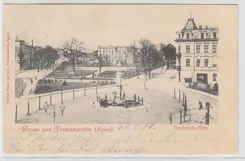 69573 Ak Gruß aus Fürstenwalde (Spree) Denkmals-Platz 1901