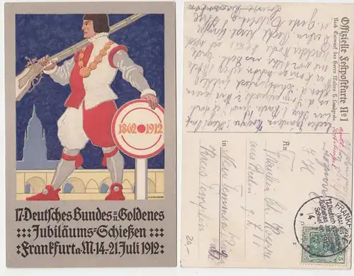 70239 Ak 17. Tirs de l'Anniversaire allemand et allemand Francfort M. 1912