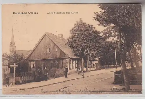55870 Ak Ostseebad Ahlbeck altes Schulhaus mit Kirche 1910