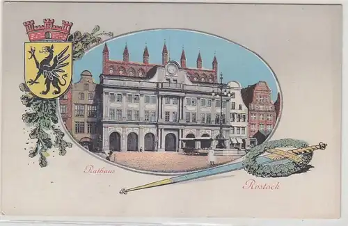68510 Armoiries Ak Rostock Hôtel de ville vers 1910