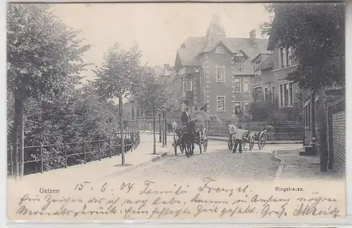 68216 Ak Uelzen Ringstrasse mit Pferdefuhrwerk 1904