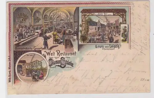 14879 Ak Lithographie Gruß aus Leipzig Weltrestaurant Diamantschänke 1902