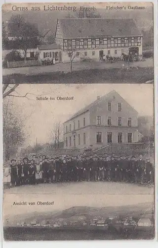 58684 Mehrbild Ak Gruss aus Lichtenberg Erzgeb. Fleischer's Gasthaus usw. um1910