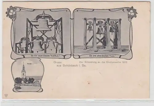 61356 Mehrbild Ak Gruß aus Schönbach zur Erinnerung an die Glockenweihe 1902