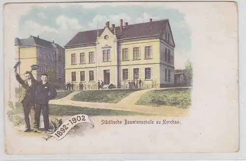 69580 Ak Städtische Beamtenschule zu Nerchau 1892-1902