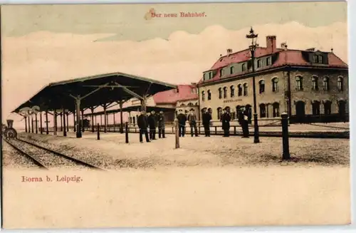 92016 Ak Borna bei Leipzig der neue Bahnhof Bahnsteigansicht 1919