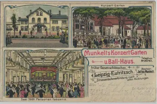 92362 Ak Lithographie Leipzig Eutritzsch Munkelts Konzert Garten 1918