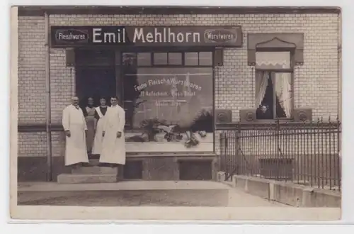 94498 Foto Ak Nossen Fleischerei Emil Mehlhorn um 1920