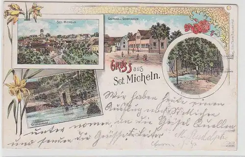 69023 Ak Lithographie Gruß aus Sct.Micheln bei Mücheln 1901
