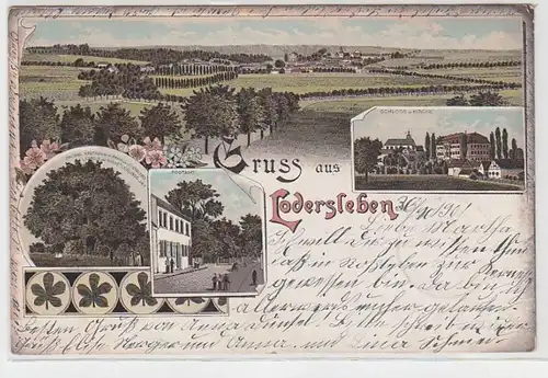 69687 Ak Lithographie Salutation de Lodersleben chez Querfurt 1901