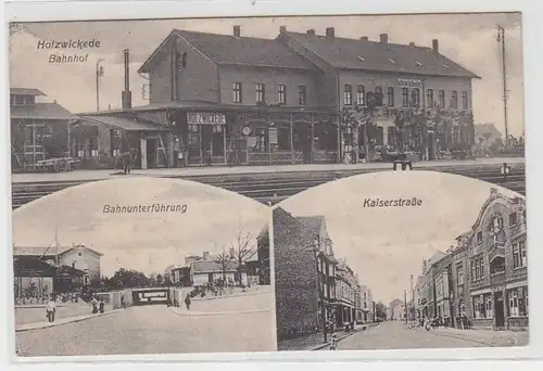 70196 Mehrbild Ak Holzwickede Bahnhof, Bahnunterführung, Kaiserstraße um 1915