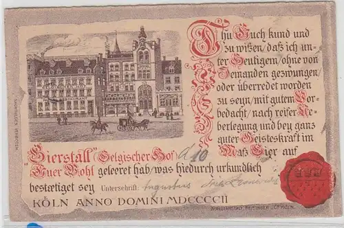 70335 Ak Köln Bierstall Belgischer Hof 1903