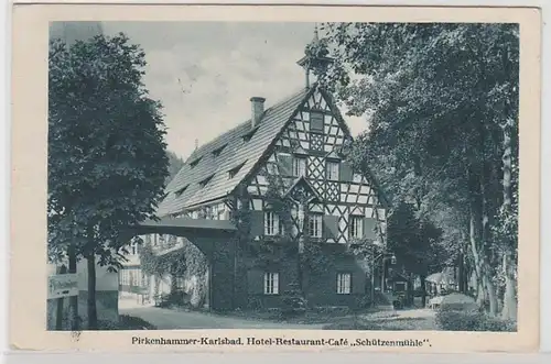 41478 Ak Pirkenhammer Karlsbad Hotel Restaurant Café 'Schuttenmühle' 1938
