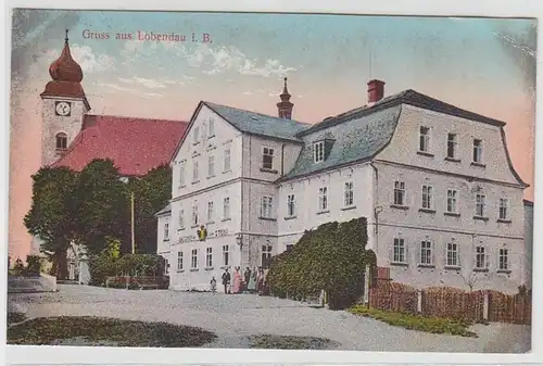 69802 Ak Gruss aus Lobendau in Böhmen Gasthof zum Stern 1913