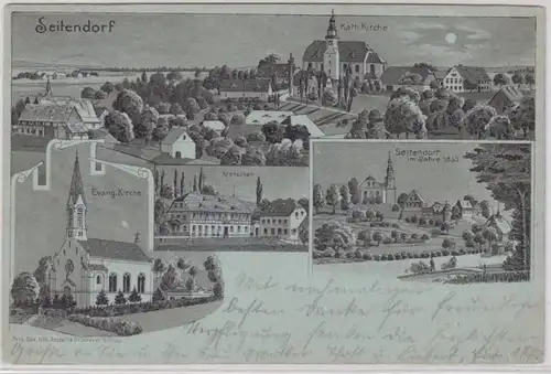 91949 Mehrbild Mondscheinkarte Seitendorf Zatonie Kretscham 1901