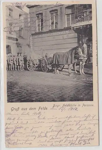 69219 Feldpost Ak Gruß aus dem Felde Bayr.Feldküche in Peronne 1917